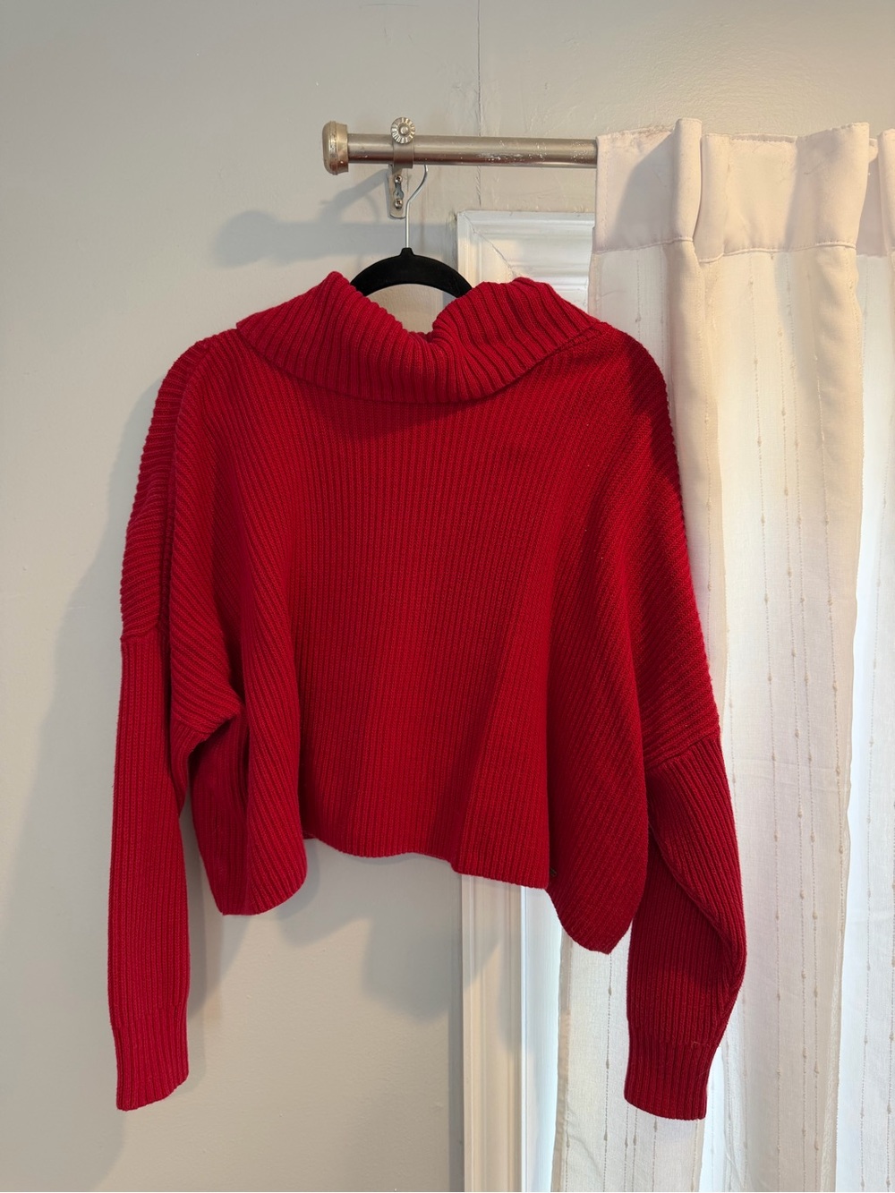 Hollister Cozy Ribbed Funnel Neck Sweater - Red